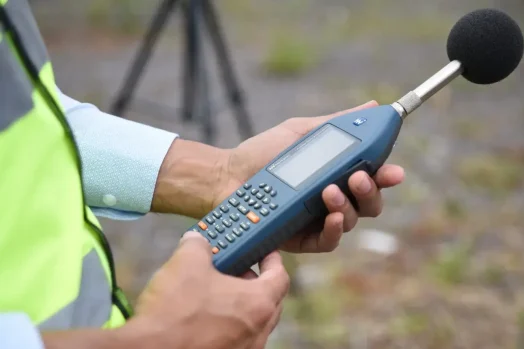 acoustic-site-tests.1 Acoustics Consultant using sound-level meter